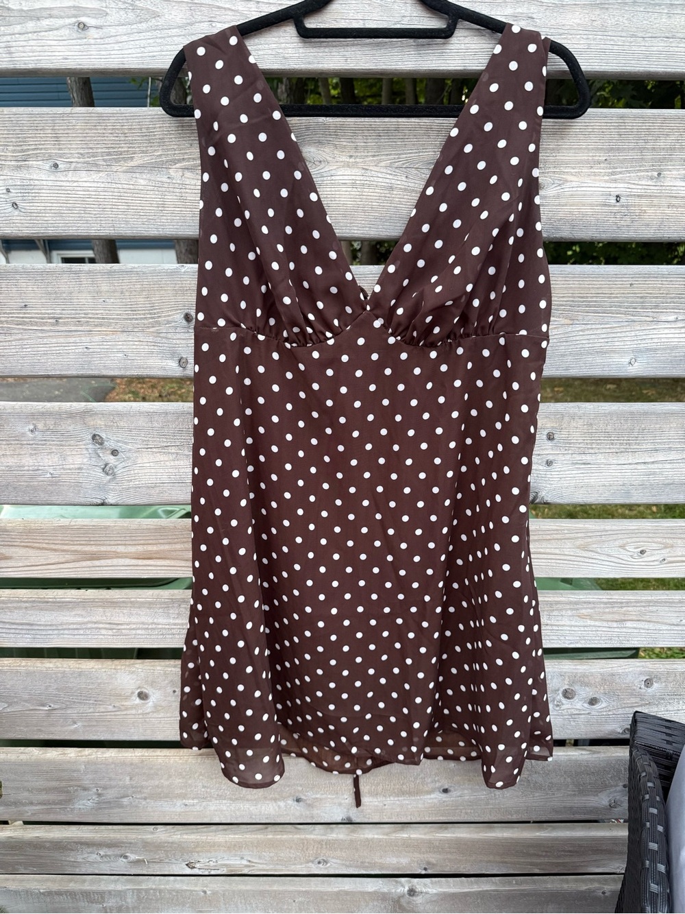 Brown Polka Dot V-Neck Dress